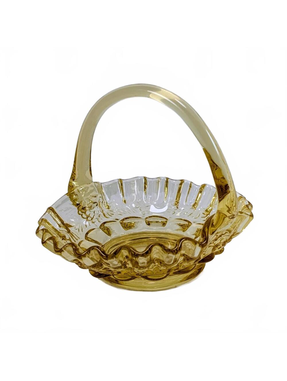 Vtg Westmoreland Paneled Grape Amber Basket
